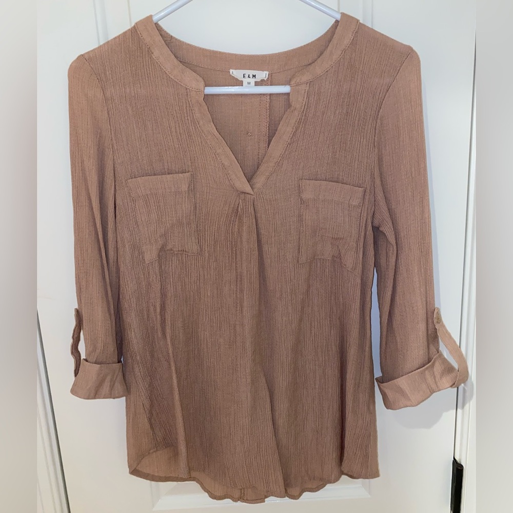 E & M Beige Pink/brownish Top